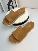 Straw Thick Sole Fisherman Slippers Women [European and American Feel Cream Texture] Lightweight and Heightened Outerwear Fashion One Word Slippers 【QYUE】