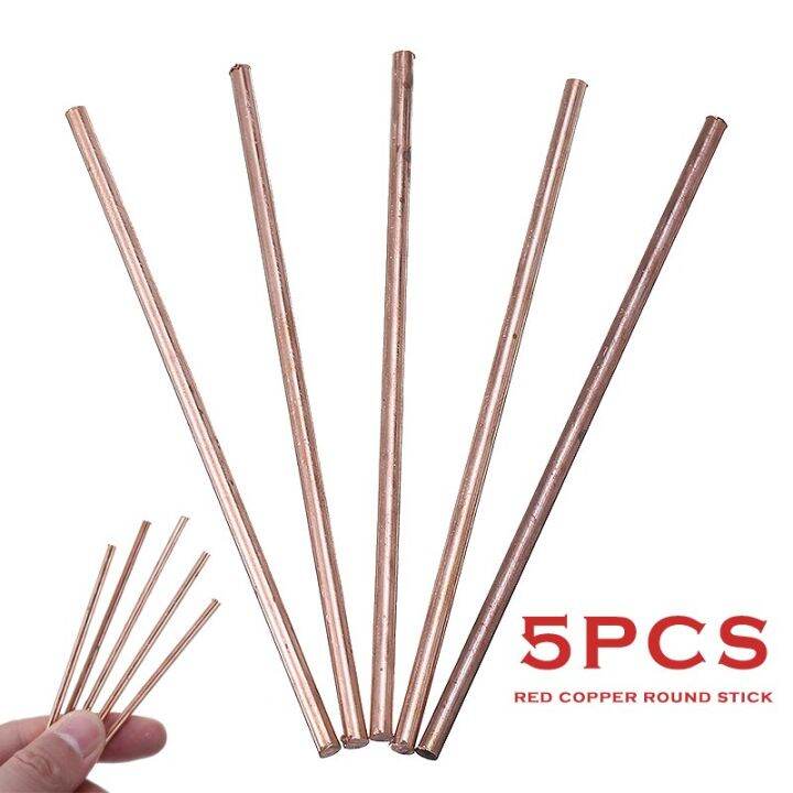 5Pcs 100mm Length Metal Electrode Soldering Rod 3mm Diameter Solid Round Red Copper Bar Welding