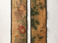 China celebrity painting old scrolls Four screen decorate Meilan bamboo chrysanthemum painting