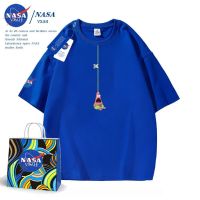 NASA เว็บไซต์อย่างเป็นทางการ Klein สีฟ้าแขนสั้นเสื้อผ้าผู้ชายและผู้หญิงฤดูร้อนใหม่อินเทรนด์แฟนนักเรียนผ้าฝ้ายเสื้อยืด