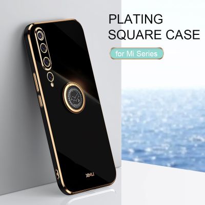 「Enjoy electronic」 Plating Square Bumper Ring Holder Phone Case On For Xiaomi Mi 10 Lite 10lite Xiomi Mi10 5g Xiaomi10 Luxury Silicone Stand Cover