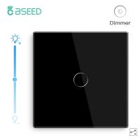 ﺴ◙ BSEED Touch Screen Dimmer Switches 1Gang 2Way White Black LED Dimmable Touch Sensor Switch Blue Backlight Glass Panel 10A