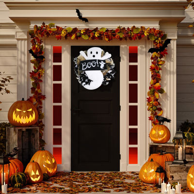 Cute Halloween Ghost Party Decor Friendly Spooky Ghost Door Sign Hey Boo Fall Porch Indoor Outdoor Home Party For Home Yard Outdoor Patio Lawn Garden Party Supplies
