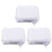 150 Pieces 4 By 6 Inch Organza Gift Bags Drawstring Jewelry Pouches Wedding Party Favor Bags (White)