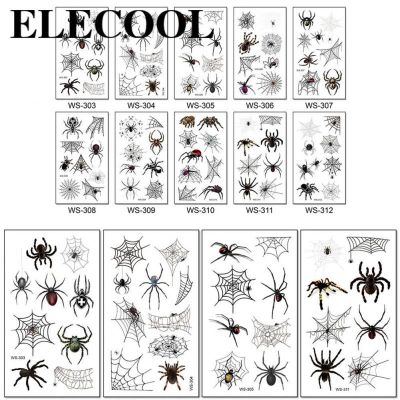 Halloween Temporary Tattoo Sticker Black Spider Web Face Body Art Sticker Simulation Cobwebs Waterproof Tattoo Stickers 2021