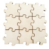 25pcs Blanks Square Wooden Puzzles Wood Pieces Double-sided Wooden Embellishment DIY for Card Making Scrap Booking Clips Pins Tacks