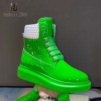 Candy Color Genuine Leather Fashion Women Men Shoes Autumn Winter Comfort Platform Couple Boots Red Green Orange Botas De Mujer