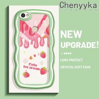 เคส Chenyyyka สำหรับ Xiaomi Redmi โน๊ต5A เคส Y1ลายการ์ตูนน่ารักไอศครีมสีชมพูแฟชั่นลายคลื่นขอบลอนนุ่มเคสป้องกันทนแรงกระแทกเลนส์กล้องถ่ายรูปเคสใสซิลิโคนที่สร้างสรรค์