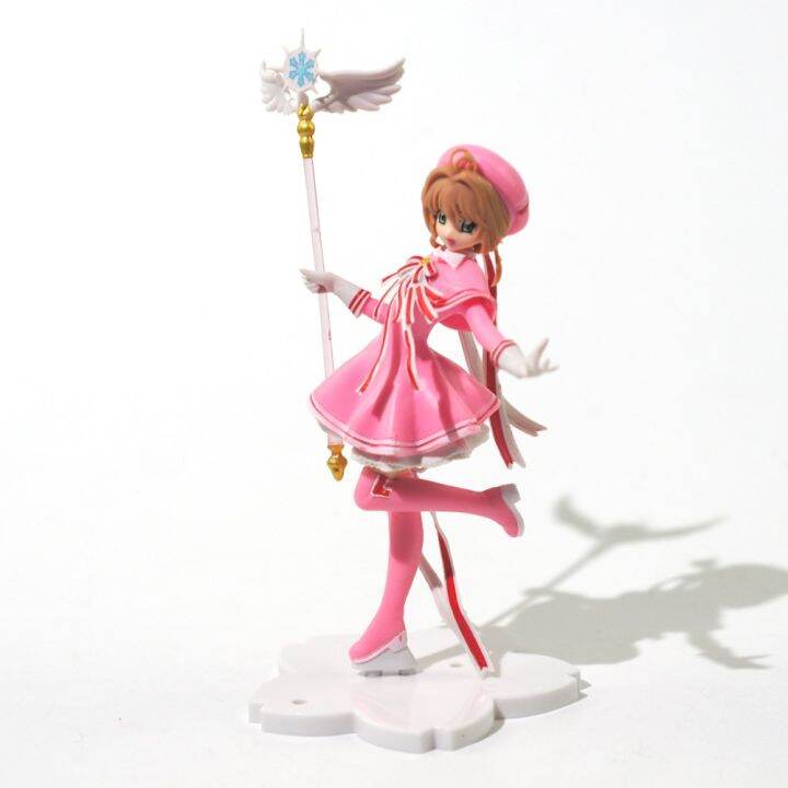 อะนิเมะสีชมพูชุดคอสเพลย์card-captor-sakura-action-figures-ของเล่นสาวหุ่นจำลองทำจากพีวีซีชุดเค้กเครืองประดับของขวัญวันเกิดสำหรับเด็ก