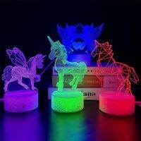 Unicorn 3d Led Night Light Lamp Remote Color Change Unicorn USB Table Lamp Childrens Night Lights Gift for Girls Bedroom Decor