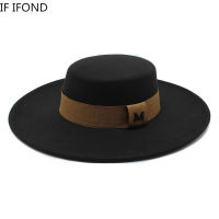 Fedora หมวกผู้ชาย Momen แข็ง10เซนติเมตรปีกกว้างดาร์บี้หมวกด้านบนแฟชั่นสีดำวินเทจ Trilby รู้สึกหมวก