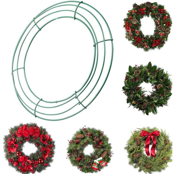 14-inch-wire-wreath-frame-metal-round-wreath-form-making-rings-green-for-christmas-party-home-decoration-diy-pack-of-2