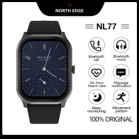 NORTH EDGE NL77 นาฬิกาโทรผ่านบลูทูธนาฬิกาดนตรีสมาร์ทวอทช์สำหรับผู้ชายและผู้หญิงนาฬิกาคู่รักความดันโลหิตอัตราการเต้นของหัวใจ IP67กันน้ำออกซิเจนในเลือดและเข้ากันได้กับ Android IOS