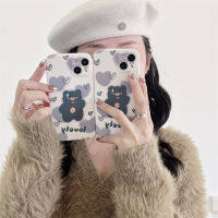 การ์ตูนเหงื่อ Little Bear กรณีโทรศัพท์สำหรับ iPhone14 เคสโทรศัพท์หัวใจรักสีเทาสำหรับ iPhone12ProMax แฟชั่นซิลิโคนป้องกันการตกกรณีโทรศัพท์สำหรับ iPhone13 เคสหมีน้อยน่ารักสำหรับ iPhone11 Promax