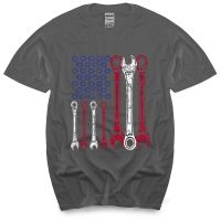 2023Newความแปลกใหม่ Tshirt รถช่าง American Flag 4th กรกฎาคม Veteran เสื้อยืดแฟชั่นฤดูร้อนเสื้อยืดผู้ชายผ้าฝ้ายเสื้อเด็กของขวัญ