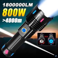 800W High Power Led Flashlights With Usb Charging Fluorescence Ultra Powerful Flashlight Rechargeable XHP70 Torch Laser Lantern Rechargeable  Flashlig