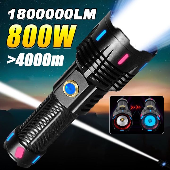800W High Power Led flashlight rechargeable flash lights rechargeable  emergency light torch light powerful rechargeable flashlight 100000 lumens  tactical flashlight waterproof flashlight super bright ultrafire flashlight  military flashlights heavy duty