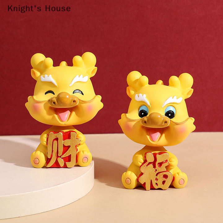 knights-house-รูปปั้นมังกรรูปปั้นสัตว์รูปปั้นจีนรูปปั้นตกแต่งภายในรถ-bobble-ราศีหัวรูปโชคดีเรซิ่นขนาดเล็กหัว