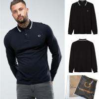 ✁Feld Perry Fred Perry Grain เสื้อยืดแขนยาวลูกไม้สำหรับผู้ชายสามคนทำจากผ้าฝ้ายคุณภาพสูงและใบไม้ร่วงในช่วงฤดูใบไม้ผลิและฤดูใบไม้ร่วงเสื้อโปโลแขนยาว