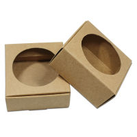 50Pcs Kraft Paper Package Box with Round Square Hollow Cardboard Small Gift Packaging Box for Wedding Party Candy Cookies Pack