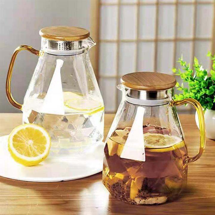 Diamond Glass Tea Set Teapot Hot Cold Water Jug Transparent Coffee Pot