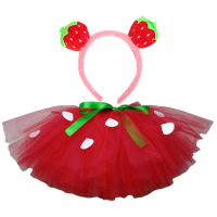 Girls Strawberry Tutu Costume Fluffy Baby Tutu Skirt For Birthday Party Dance Skirt Children Outfit 1-14 Years Kids Clothing