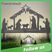 FOXNUTANUJH แข็งแรงทนทาน ภาพเงาฉากการประสูติ กันน้ำกันน้ำได้ โลหะสำหรับตกแต่ง ป้ายสนามสนาม ของใหม่ ใส่ลงไปในพื้นดิน ตกแต่งหญ้าฤดูหนาว กิจกรรมกลางแจ้งกลางแจ้ง