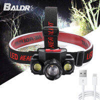 BALDR COB outdoor emergency portable headlight nch escopic zoom 18650 battery USB interface charging headlight