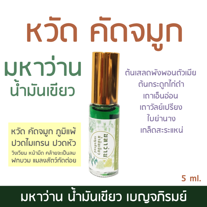 น้ำมันเขียว-มหาว่าน-เบญจภิรมย์-5-ml-ใบย่านาง-พิมเสน-อื่นๆ-หอมเย็นชื่นใจ