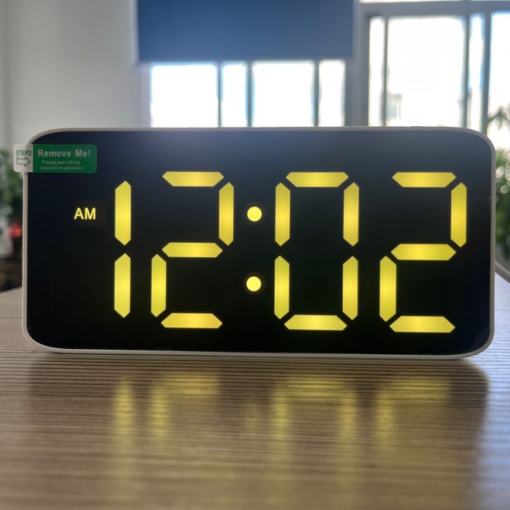 2023นาฬิกาไฟกลางคืนนาฬิกาปลุกคู่กระจกหน้าจอขนาดใหญ่สี-rgb-ไล่ระดับสีสันสดใส