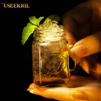 1/6/12Pcs Mini Mason Jar Shot Glasses Transparent Crystal Wine Glass With Handles Bar Club Party Whiskey Glass Gifts Drink Tools