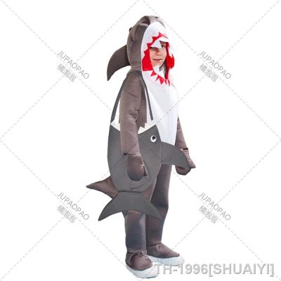SHUAIYI Macacão com capuz de tubarão bonito para crianças Halloween Animal Role Playing Costume Carnaval Dress Easter Flower Meninos e meninas JUPAOPAO