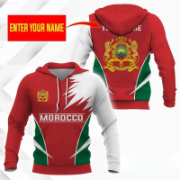 New Flag of Morocco 3d Hoodie Long Sleeve Mens Unisex Pullover Hoodie Fashion Retro Coat popular