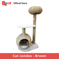 Colacat Cat condos - Brown  คอนโดแมว ที่ข่วนเล็บแมว 3 ชั้น 2 เสา แบบถัก สีน้ำตาล