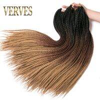 VERVES Crochet Braids Synthetic 24 inch Box Braid 22 Roots/Pcs Ombre Braiding Hair Extensions Heat Fiber Bulk Braid Pink,Black