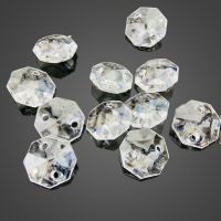 【YF】△❈✔  50PCS 14mm Octagon Beads Chandelier Parts Pendant Loose Chain for Strands 2 Holes Centerpiece