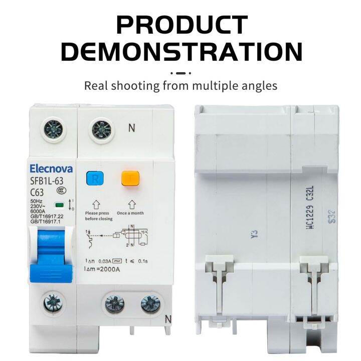 mini-circuit-breaker-sfb1l-63-hc-1p-n-din-rail-mcb-ac-6ka-6-10-16-20-25-32-40-50-63a-overloadshort-circuit-leakage-protection