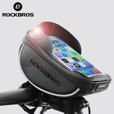 ROCKBROS Bike Bag Cycling Frame Front Tube Bag Riding Pannier Bicycle Smartphone GPS Touch Screen Case Rainproof MTB Handlebar