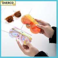 OVERCO พลาสติกทำจากพลาสติก กล่องใส่แว่นตา โซ่ห่วงโซ่ โปร่งใสโปร่งใส ปลอกหุ้มป้องกัน สร้างสรรค์และสร้างสรรค์ เคสลายแว่นตา การเดินทางการเดินทาง