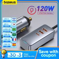 Baseus 120W PD ที่ชาร์จเร็วที่ชาร์จแบตในรถ QC 3.0 PD 3.0สำหรับ14 13 12 Type-C เครื่องชาร์จ USB เครื่องชาร์จโทรศัพท์ USB แบบพกพา