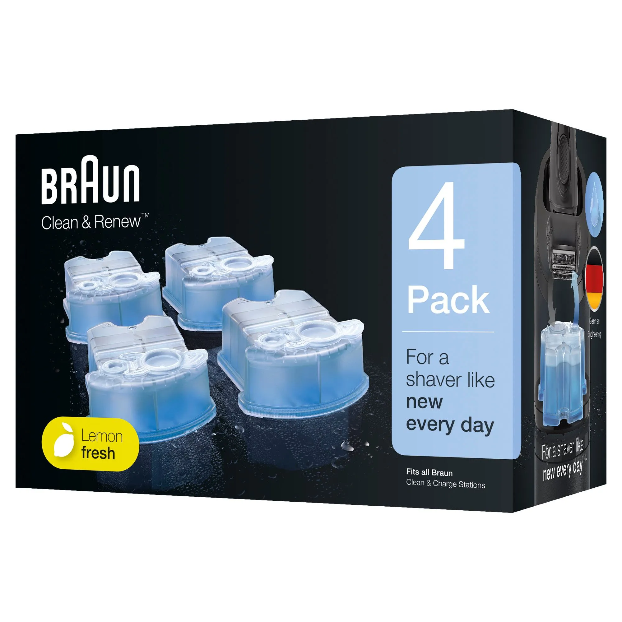 Braun CCR4 Shaver Clean&Charge Refills 4 Pack, Cleaning Cartridge ...