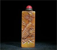 3.5 quot;collect China Agalmatolite Shoushanstone Animal Peafowl Peacock Snuff Bottle