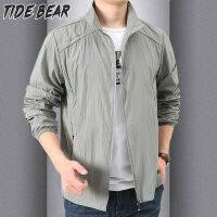 TIDE BEAR สื้อแจ็คเก็ตแขนยาวผู้ชายเสื้อผ้ากันแดดแจ็กเก็ตผู้ชาย,แจ็คเก็ตระบายอากาศน้ำหนักเบาลำลองปกตั้งชุดกีฬากลางแจ้ง