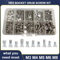 M3 M4 M5 M6 M8 DIN916 304 Stainless Steel Hexagon Socket Allen Cup Point Flat End Grub Bolt Set Screw 330Pcs