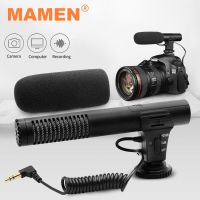 MAMEN 3.5mm Plug Video Recording Microphone with Windscreen for Nikon Canon Sony SLR Camera for Interview Podcast Vlog Recording