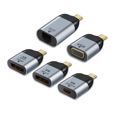 ™ 8K Type-C to HDMI-compatible/VGA/DP/RJ45/Mini DP Video Converter 4K 60Hz USB 3.1 Type C Adapter for Samsung Huawei MacBook