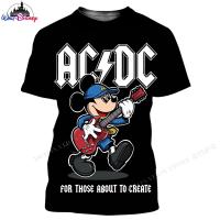 Rock and roll mickey mouse punk Disney men women casual style 3D print t shirt Summer Streetwear Tee Tops Cartoon