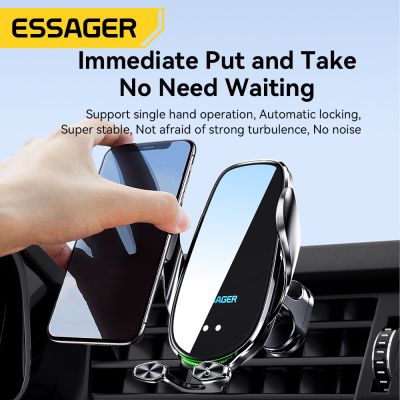 Essager Qi 15W Wireless Charger Car Phone Holder In Car Air Vent Mount For iPhone 14 13 12 X Pro Max Xiaomi Huawei Fast Charging