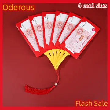 Chinese New Year Red Envelopes Fan Shape Hongbao Spring Festival Red  Pockets Best Wish Lucky Money Pockets Party Supplies