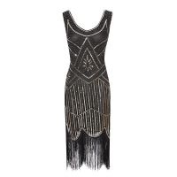 ชุดเดรสปาร์ตี้เลื่อมผู้หญิง Women Vintage 1920s Bead Fringe Sequin Embellished Party Dress